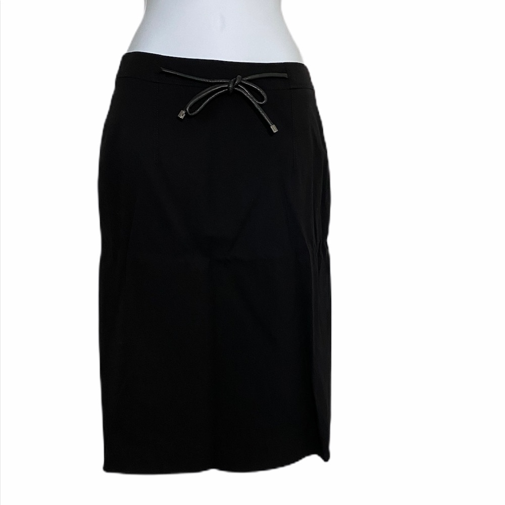 Burberry Leather Tie Black Pencil Skirt Size 4